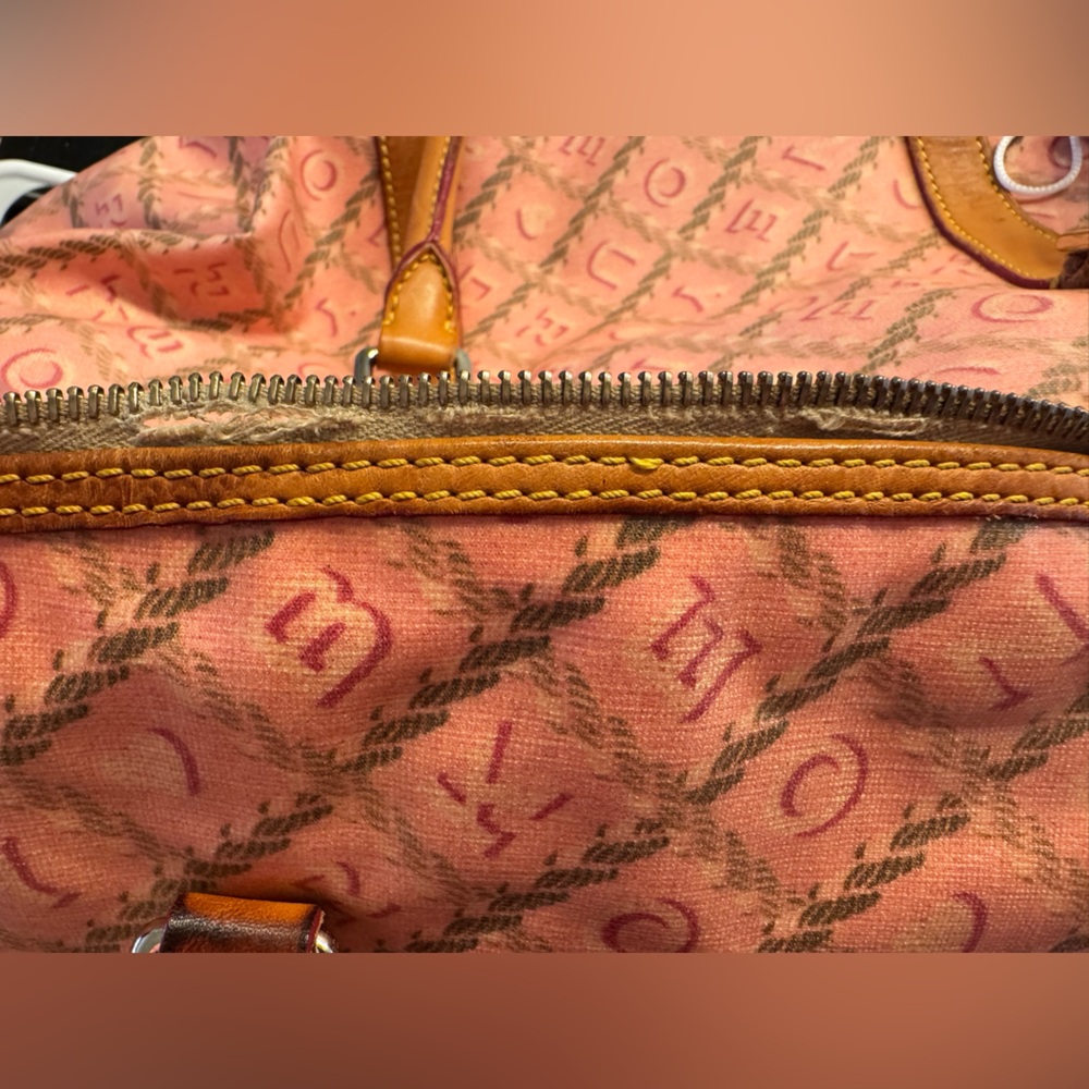 Vintage Dooney & Bourke Bubble Gum Pink Monogram Carry On Travel Bag Y2K - Picture 16 of 16